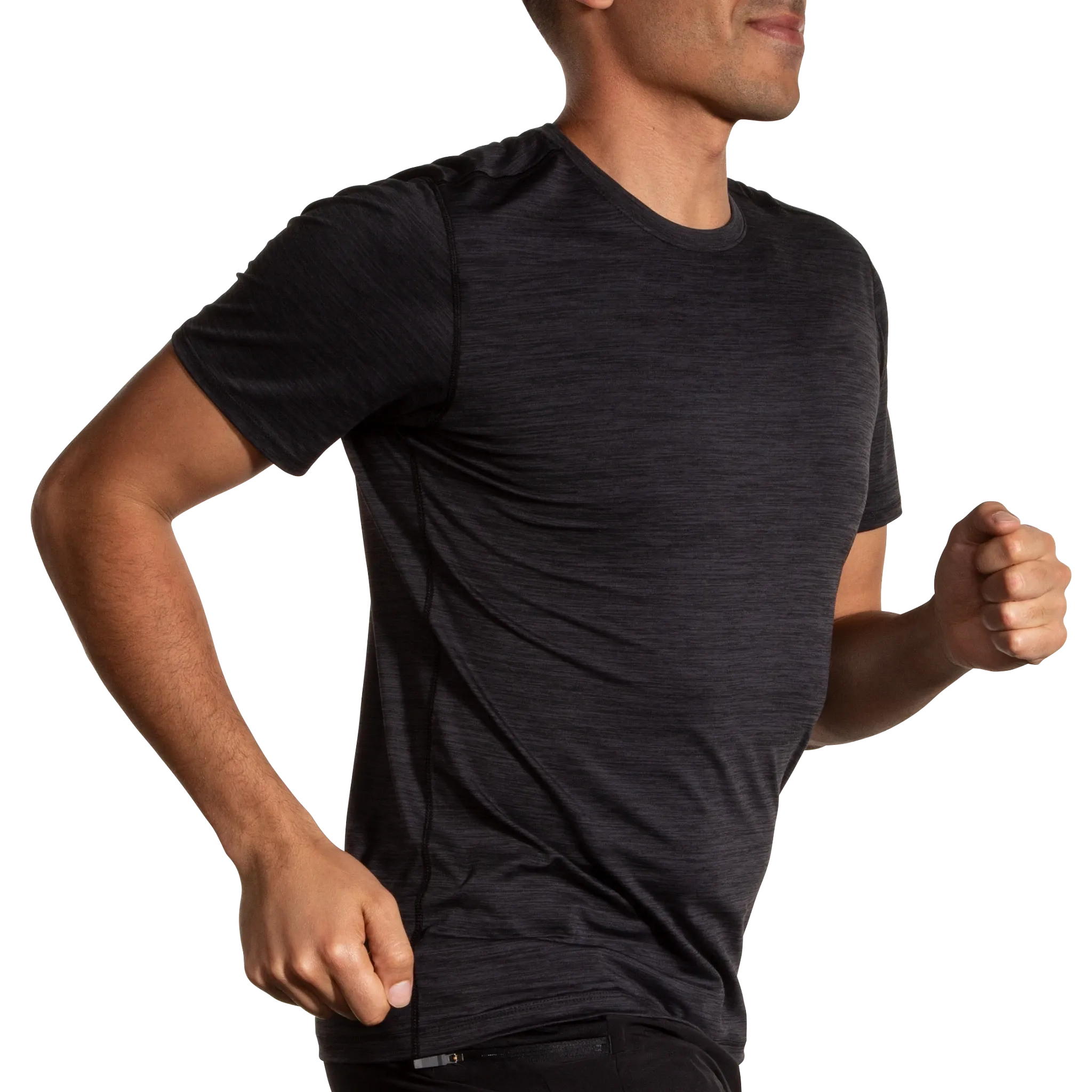 Brooks | Luxe Short Sleeve | Men's | Heather Deep Black