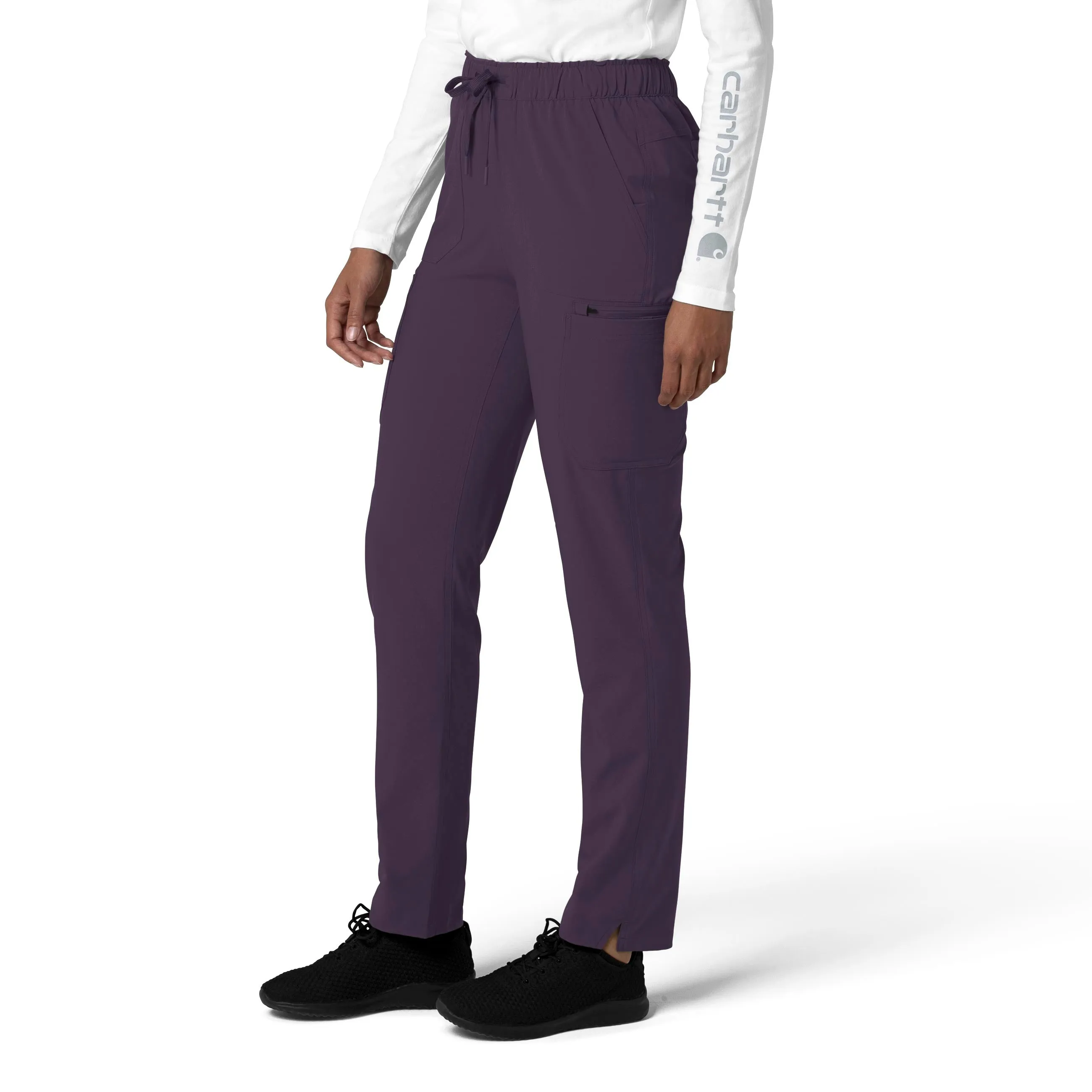 Carhartt Force Cross-Flex Women's Straight Leg Cargo Scrub Pant - Black Plum