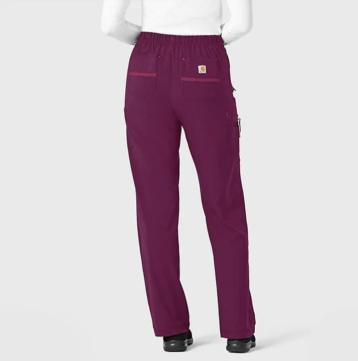 Carhartt Women's Force® Cross-Flex Utility Boot Cut Cargo Scrub Pant_Wine