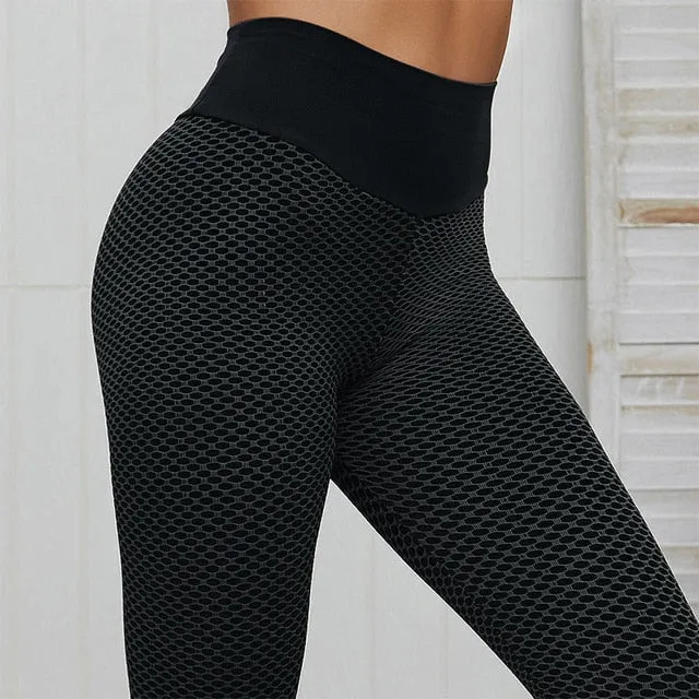 CHRLEISURE Grid Tights Yoga Pants (Spandex)