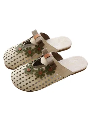 Comfortable Hollow Retro Flower Slippers