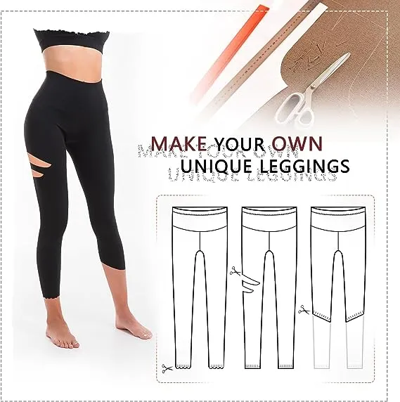 Cuttable Leggings with Inside Pocket for Women，High Waisted Tummy Control Soft Slim Workout Leggings