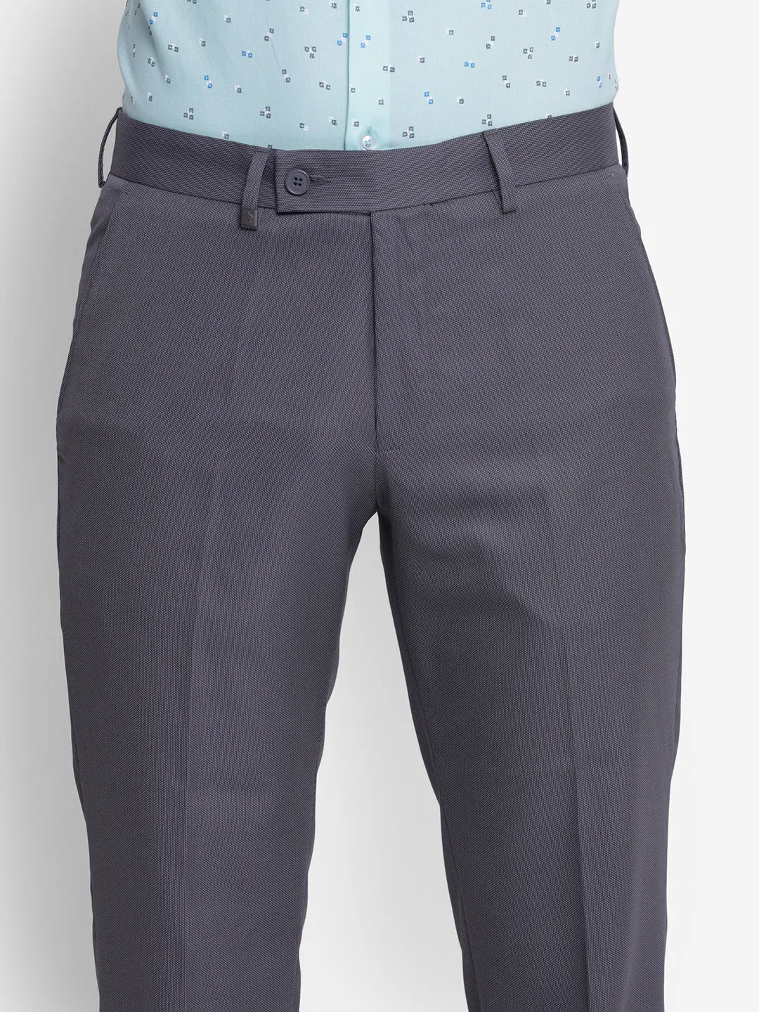 Dobby Grey Slim Fit Formal Trouser