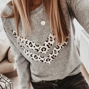 Double leopard chevron grey sweatshirt *relaxed fit*