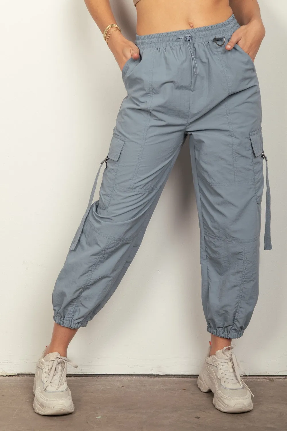 Elastic Waist Woven Cargo Pants