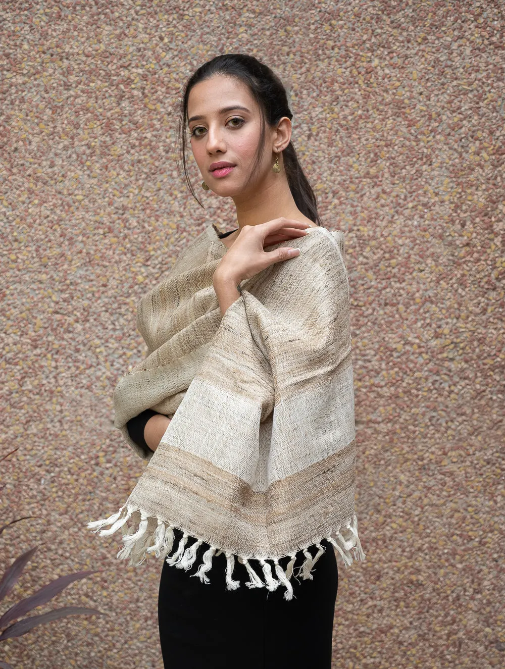 Elegant Warmth. Handwoven Tussore Wool Stole