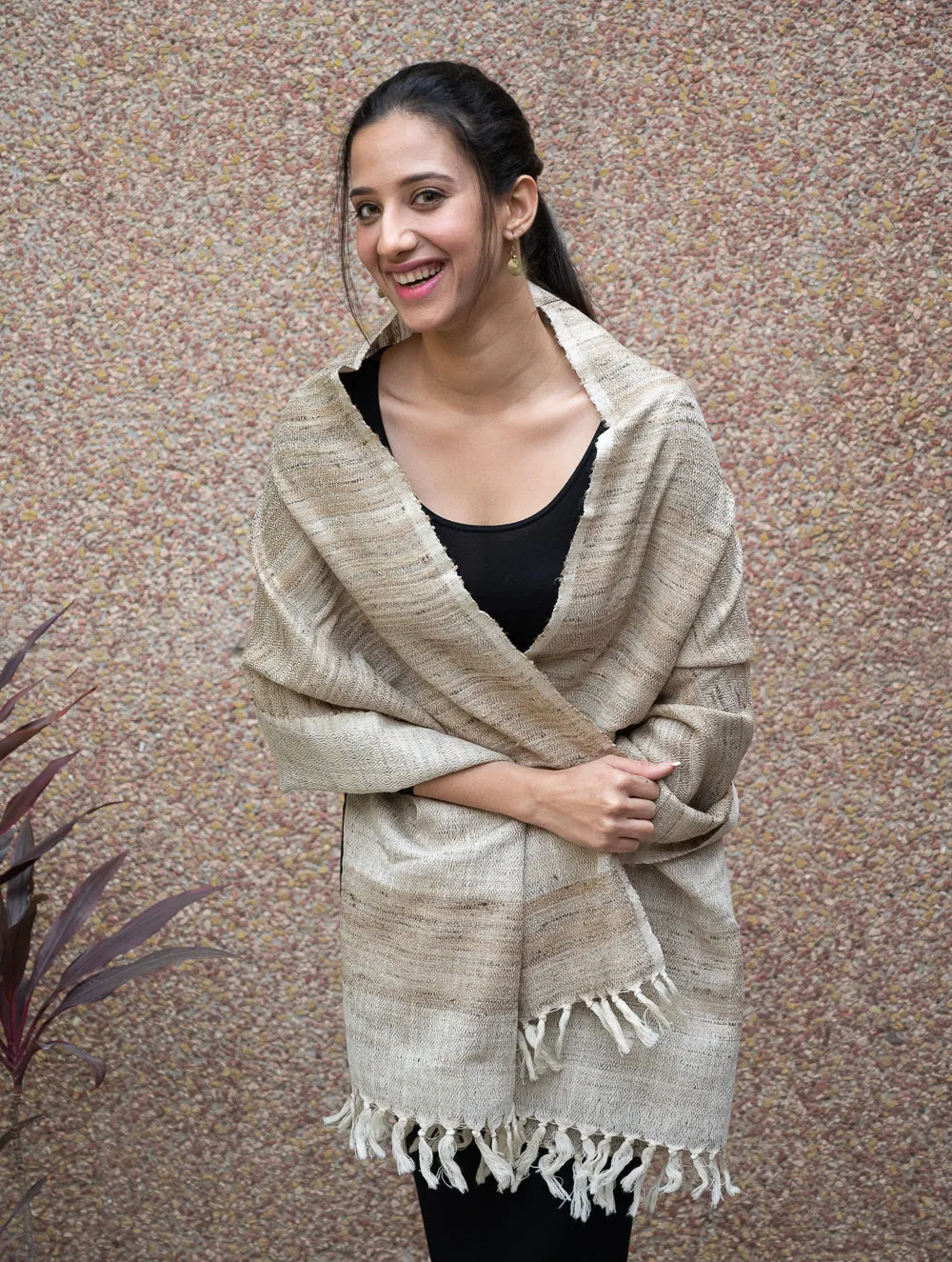 Elegant Warmth. Handwoven Tussore Wool Stole