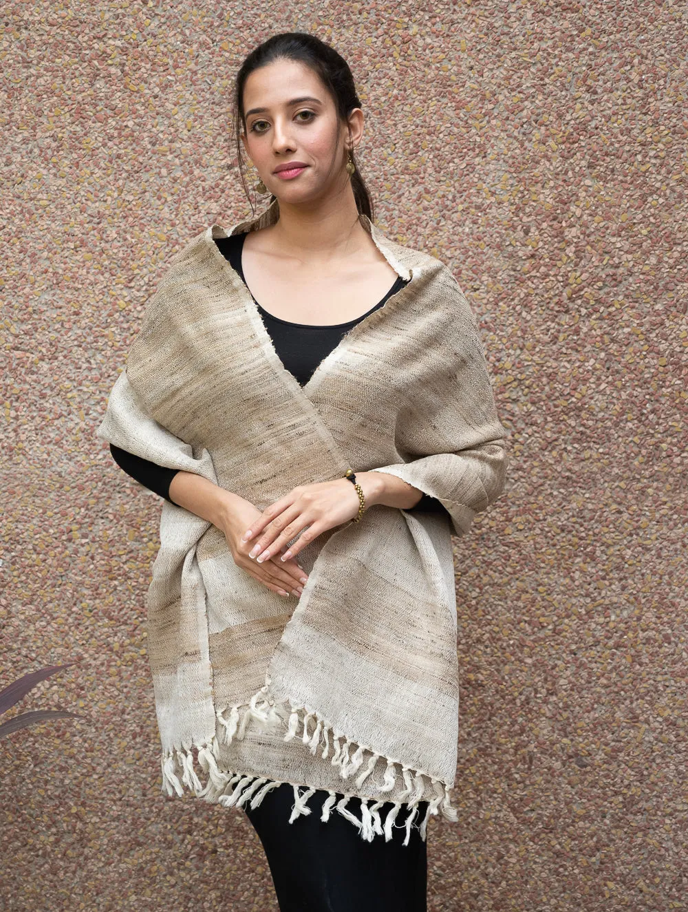 Elegant Warmth. Handwoven Tussore Wool Stole