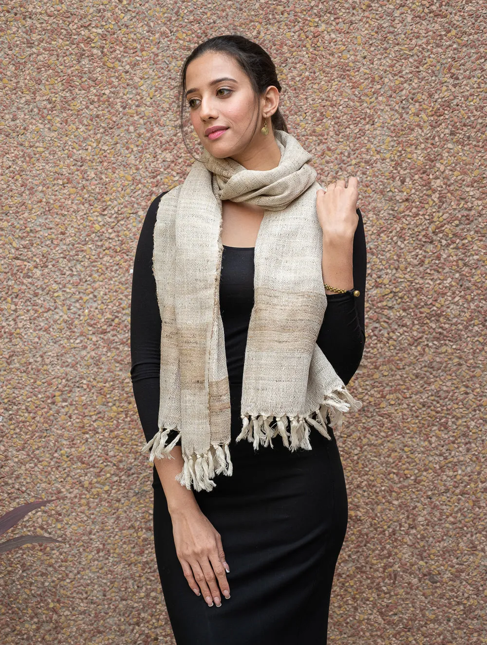 Elegant Warmth. Handwoven Tussore Wool Stole