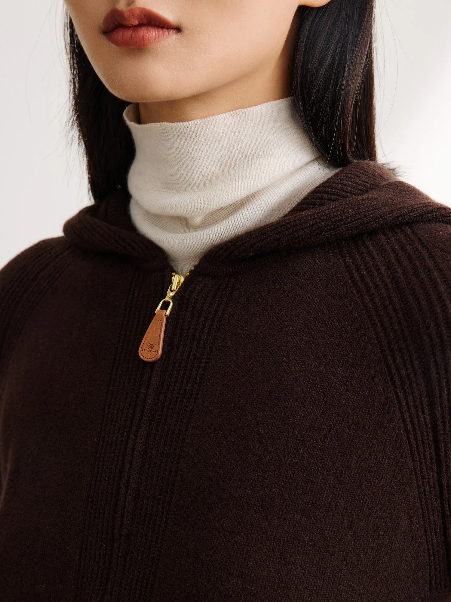 EP YAYING Cashmere Hooded Knitted Cardigan