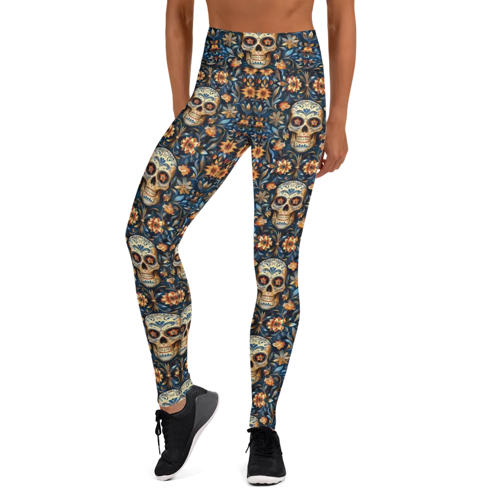 Festival Blue Sugar Skull Yoga Pants