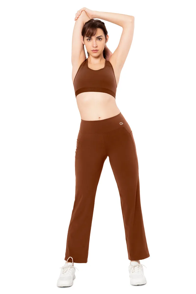 Flaunt Flared High Rise Travel Pants - Potting Soil