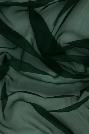 Forest Green Silk Crinkled Chiffon Fabric