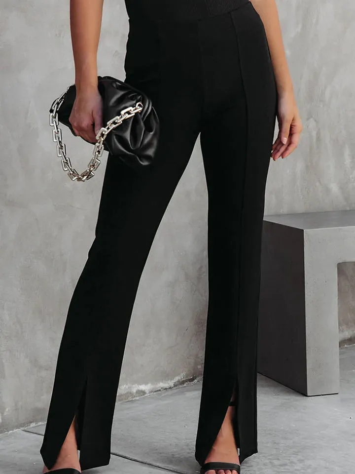 Front Slit Flare Leg Pants Women's Trousers and dress pants