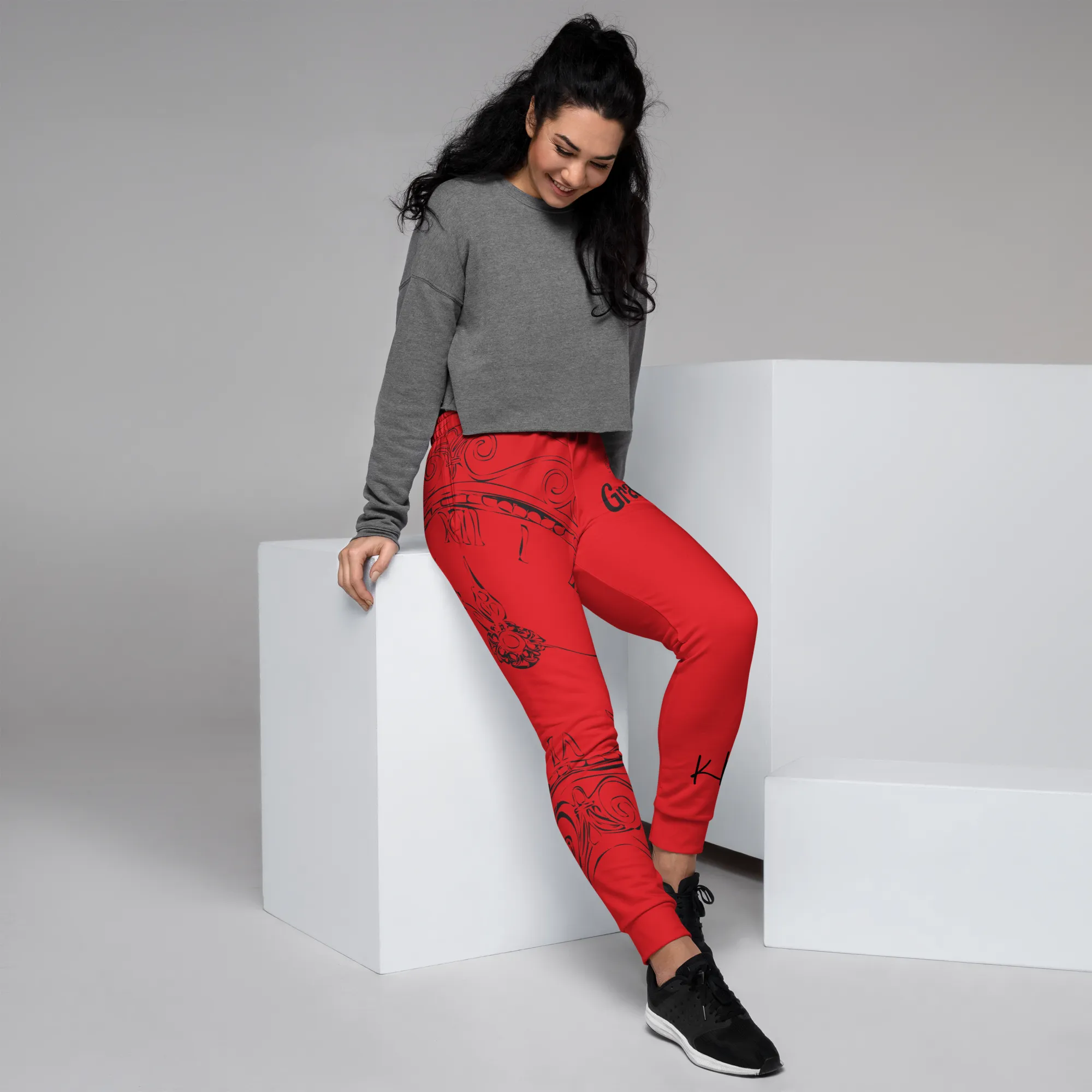 GDGD Women's Red Joggers – Soft Stretchy Fabric for Comfort and Flexibility in Activewear