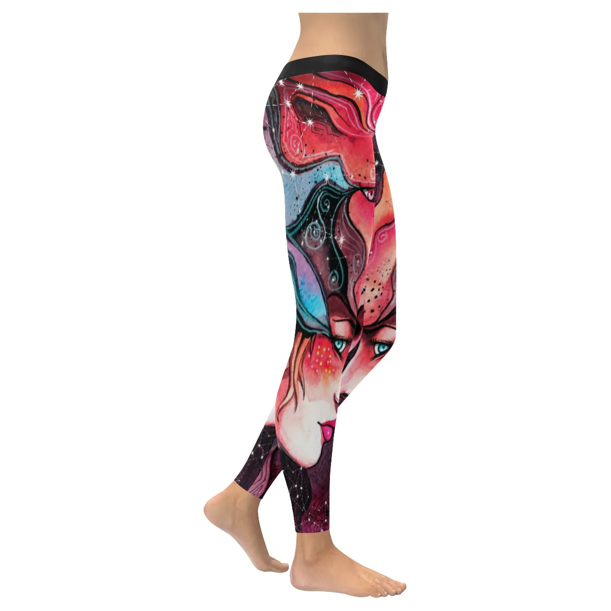 girl in the mask of a lion Women's Low Rise Leggings (Invisible Stitch)