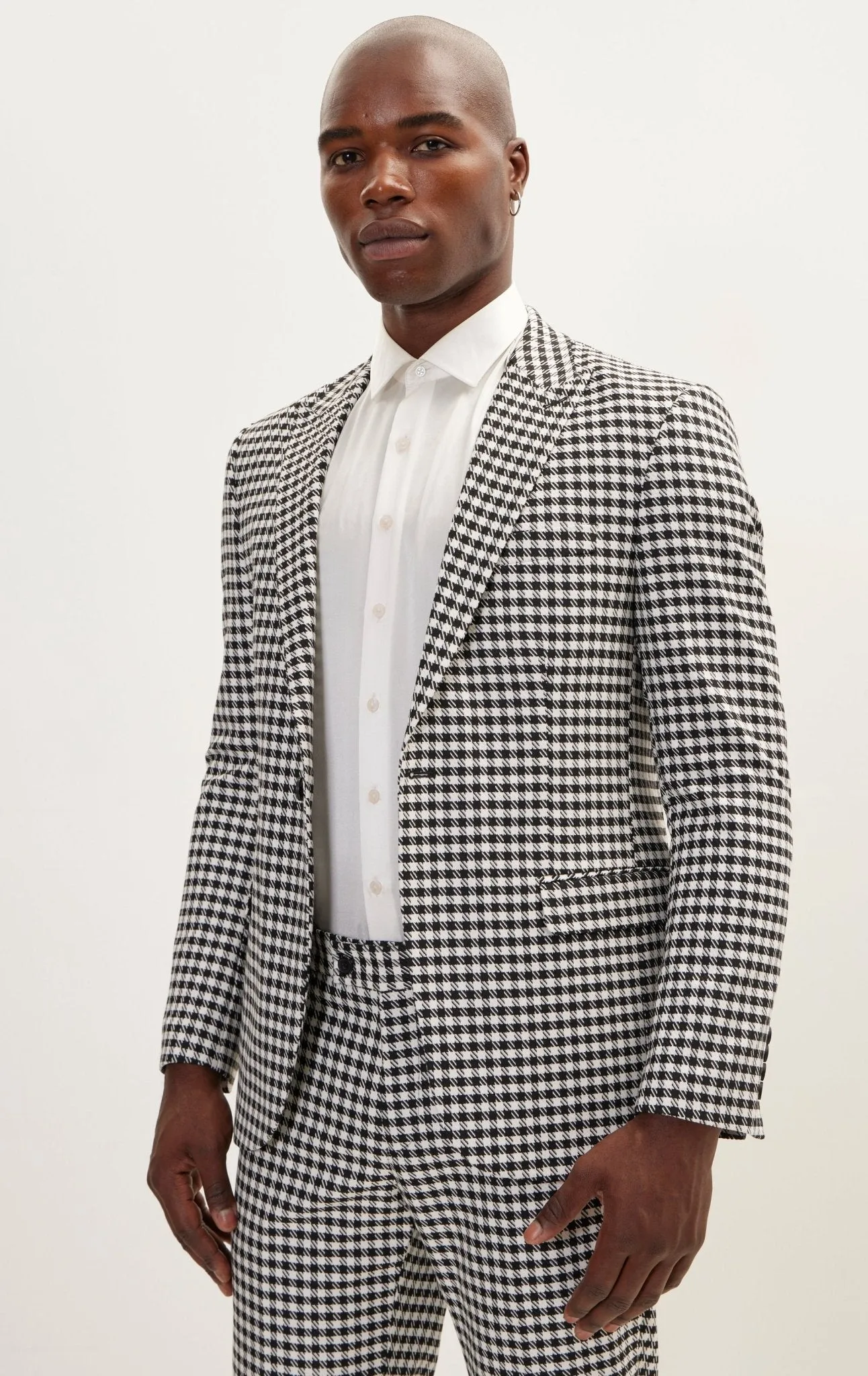 Houndstooth Weaving Peak Lapek Suit With Matching Pants