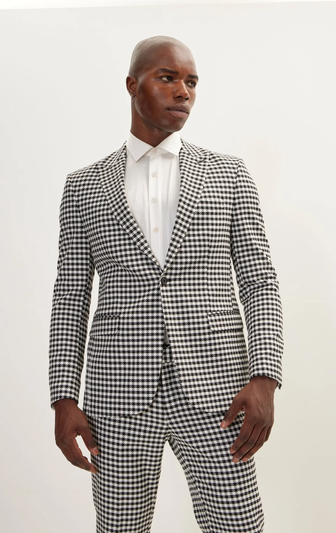 Houndstooth Weaving Peak Lapek Suit With Matching Pants