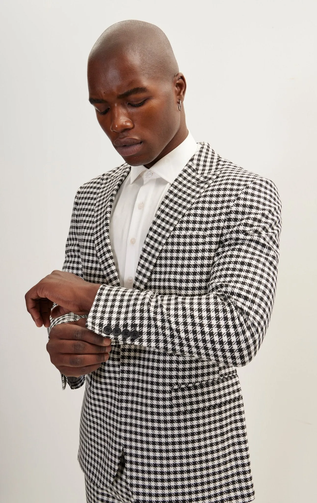 Houndstooth Weaving Peak Lapek Suit With Matching Pants