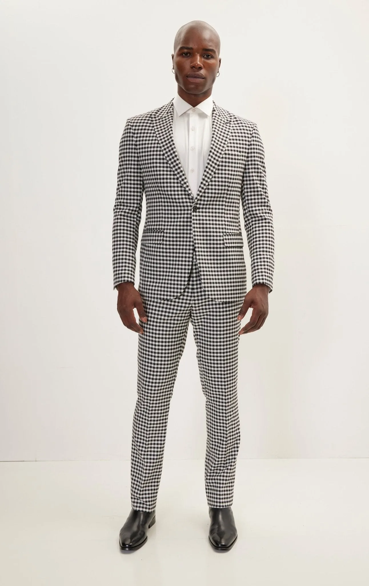 Houndstooth Weaving Peak Lapek Suit With Matching Pants