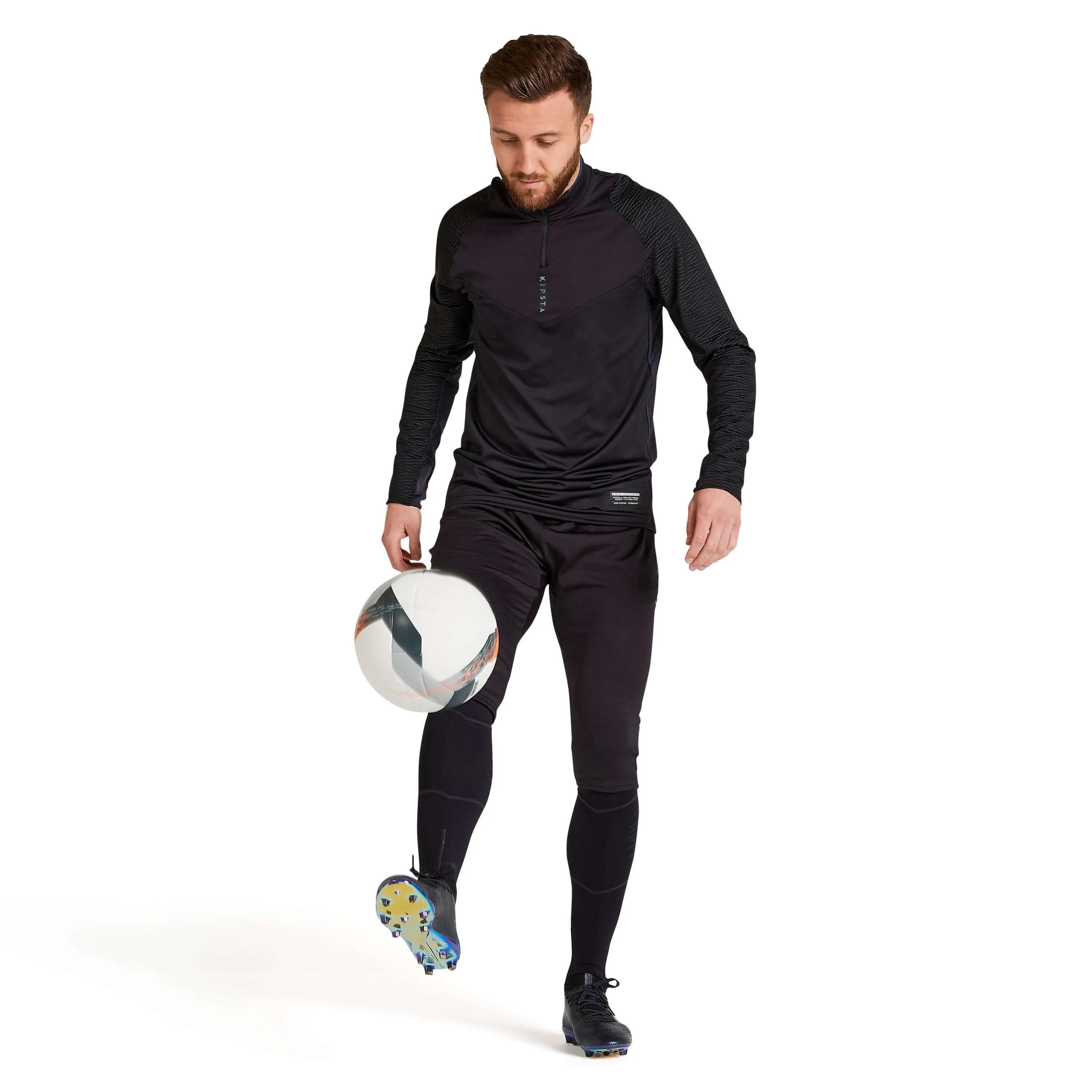 Kipsta CLR adult soccer training pants, black/charcoal gray