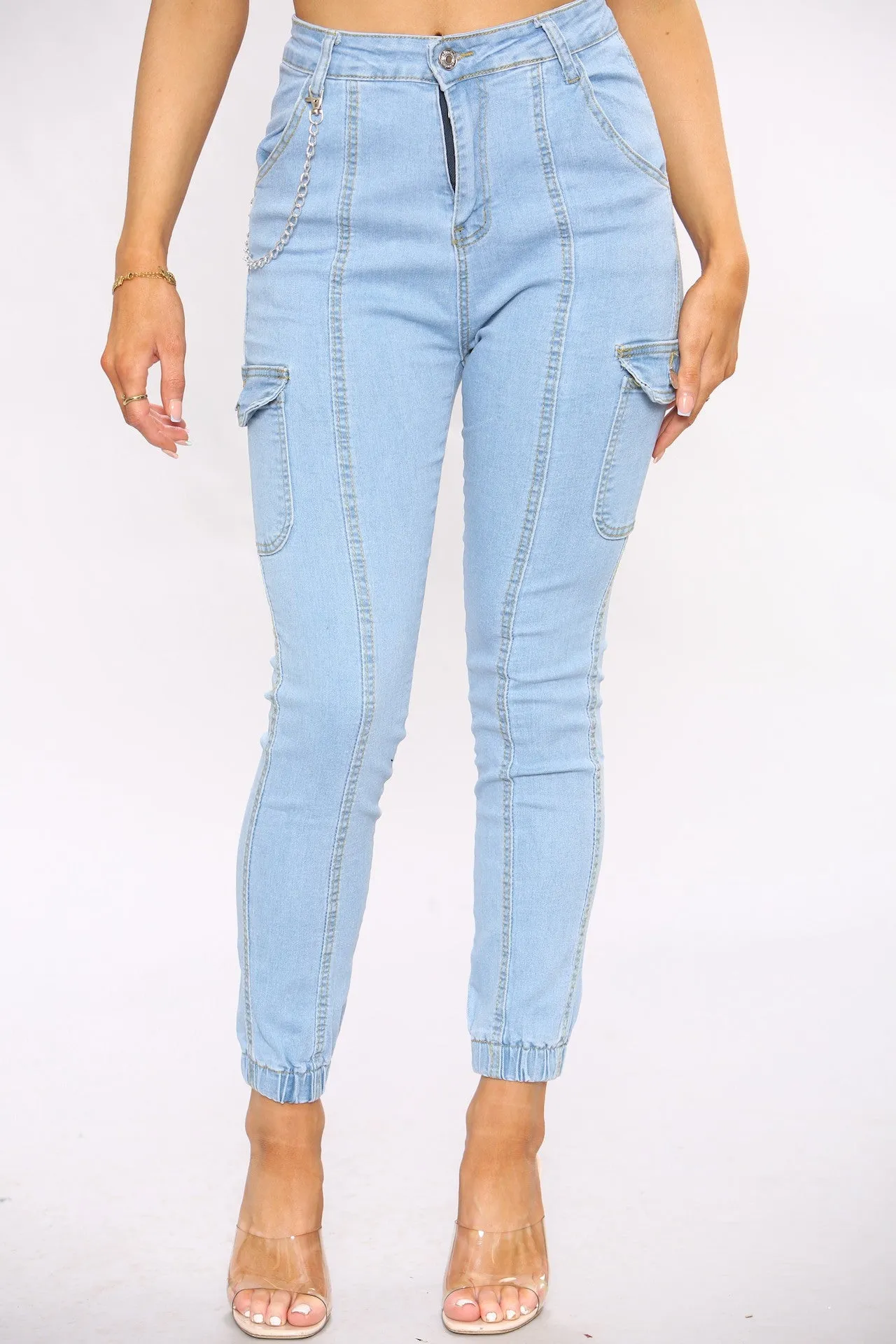 Light Blue Cargo Denim Jeans