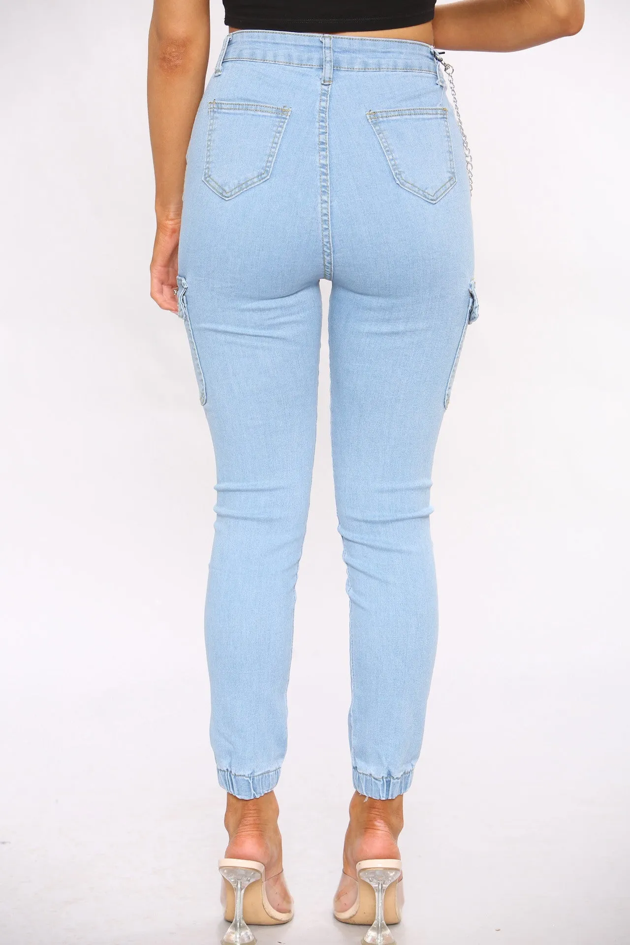 Light Blue Cargo Denim Jeans