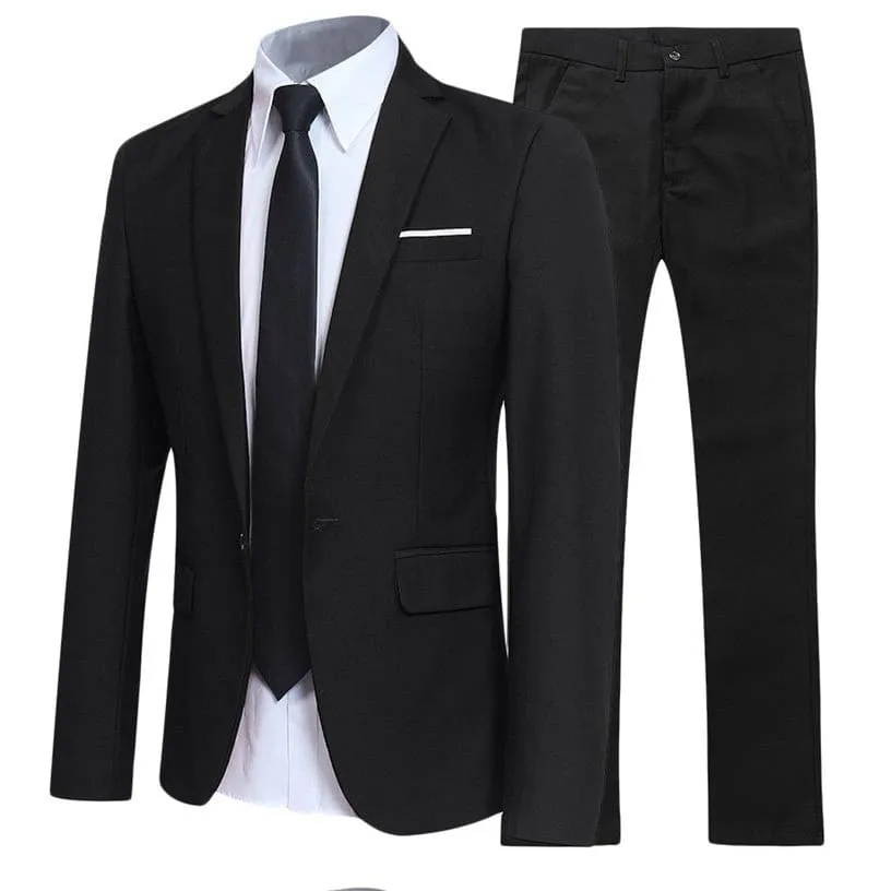 Men Lapel Collar Single Breasted Flap Pocket Blazer & Tailored Pants