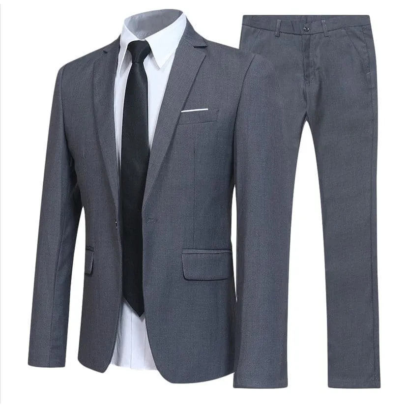 Men Lapel Collar Single Breasted Flap Pocket Blazer & Tailored Pants