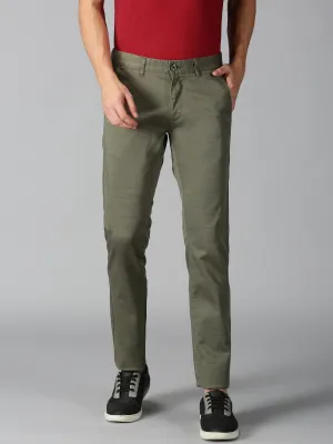 MEN'S OLIVE PRINT SLIM FIT TROUSER