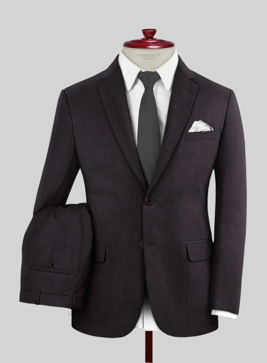 Napolean Imperial Brown Herringbone Wool Suit