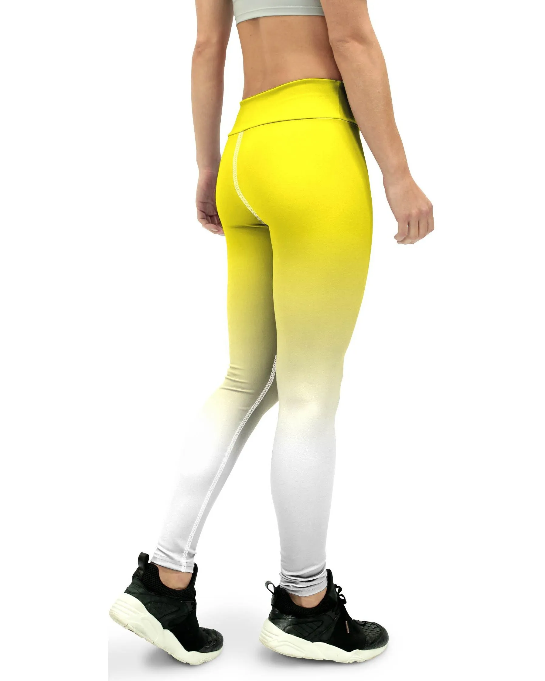 Ombre Yellow to White Yoga Pants