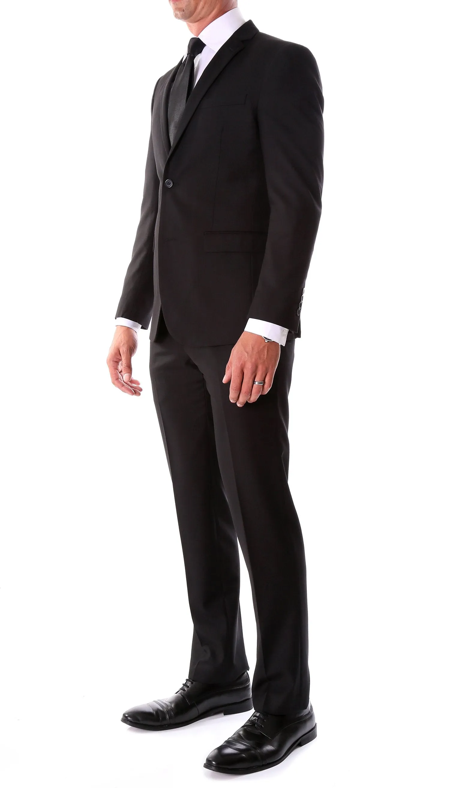 Oslo Black Notch Lapel 2 Piece Slim Fit Suit