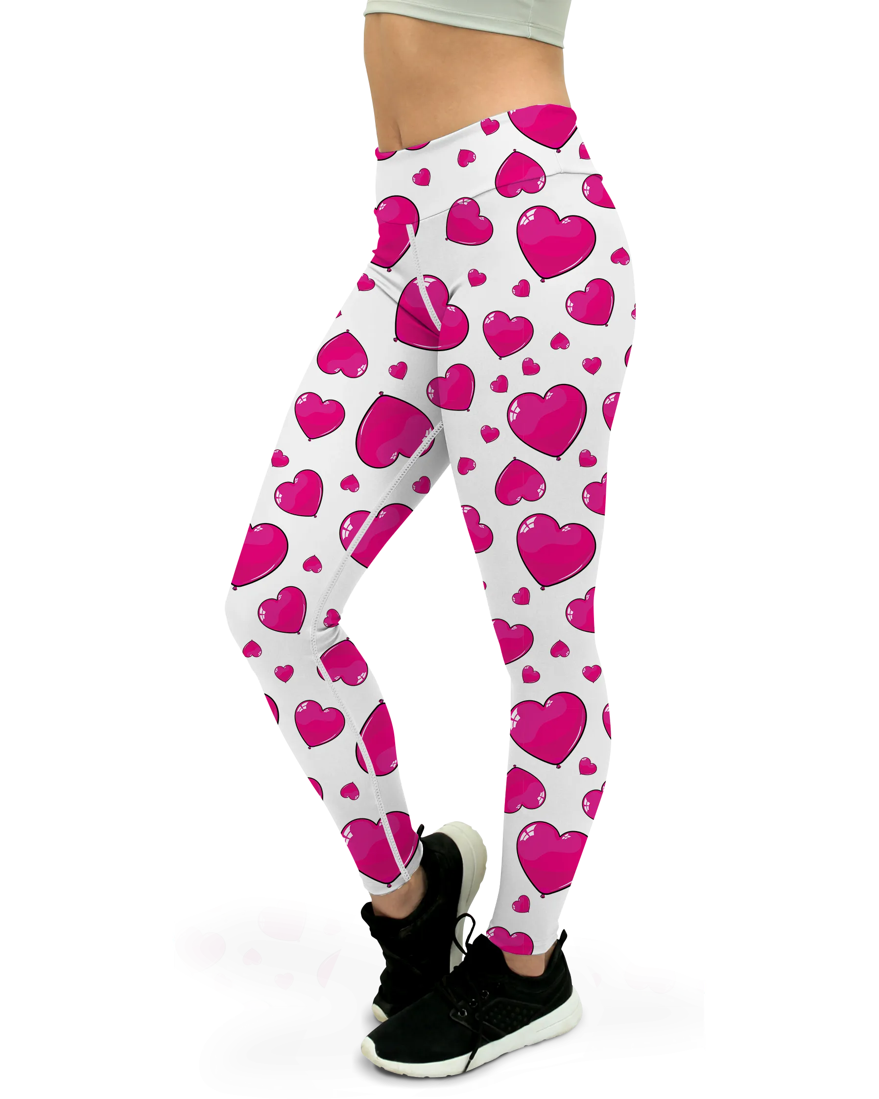 Pink Heart Shaped Balloons Yoga Pants