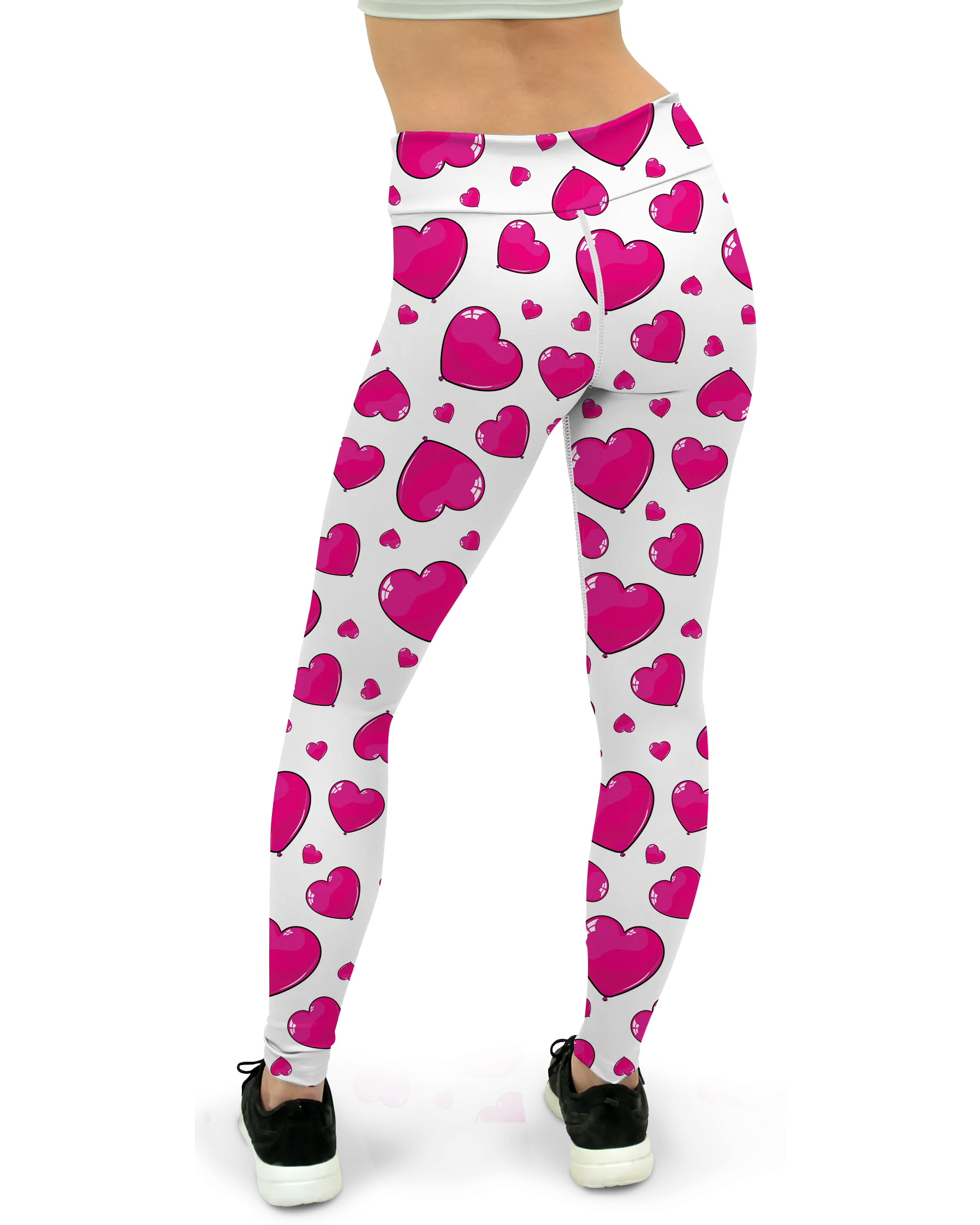 Pink Heart Shaped Balloons Yoga Pants