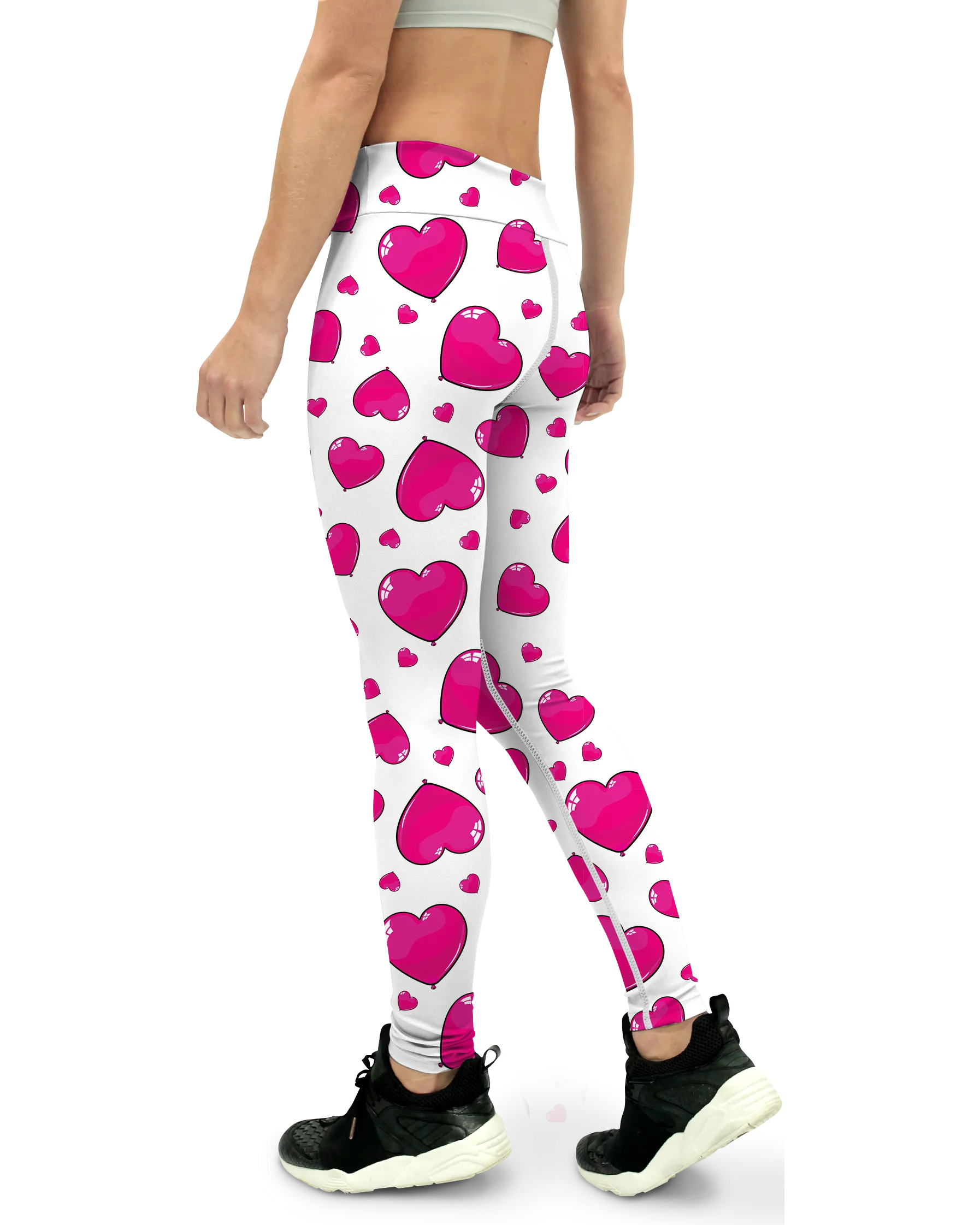 Pink Heart Shaped Balloons Yoga Pants