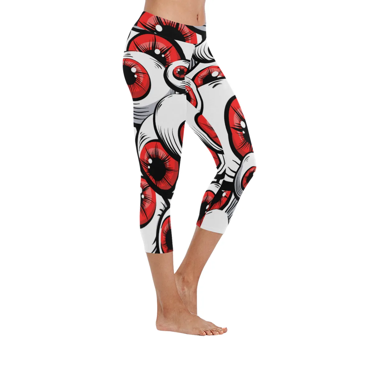 Red Eyes Women's Low Rise Capri Leggings (Invisible Stitch)