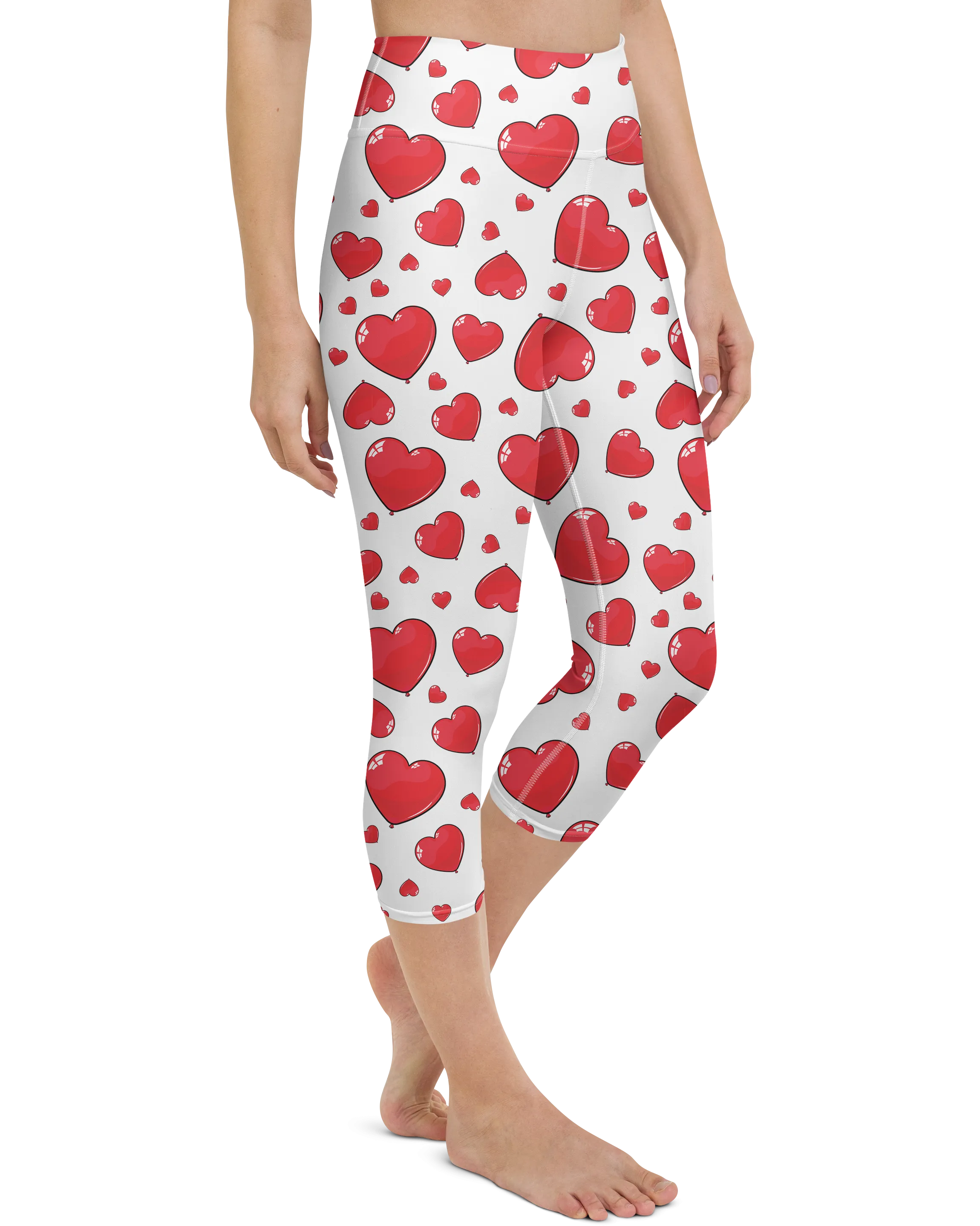 Red Heart Shaped Balloons Yoga Capris