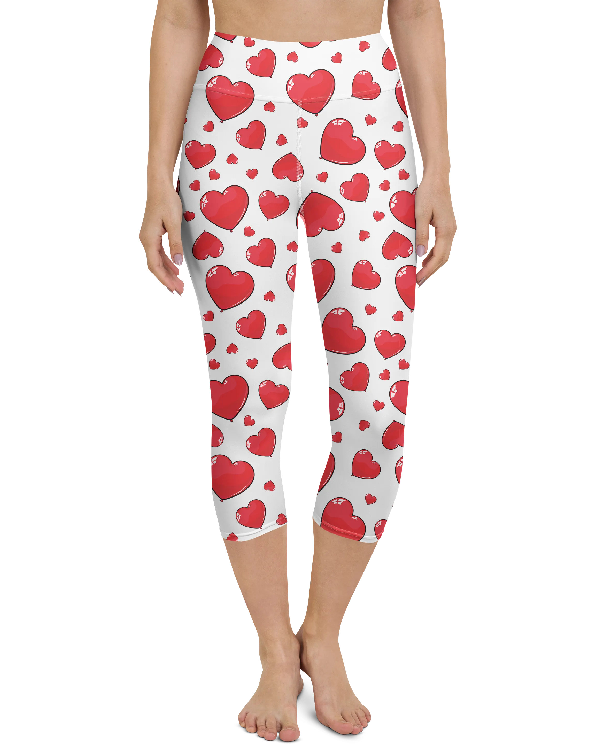 Red Heart Shaped Balloons Yoga Capris