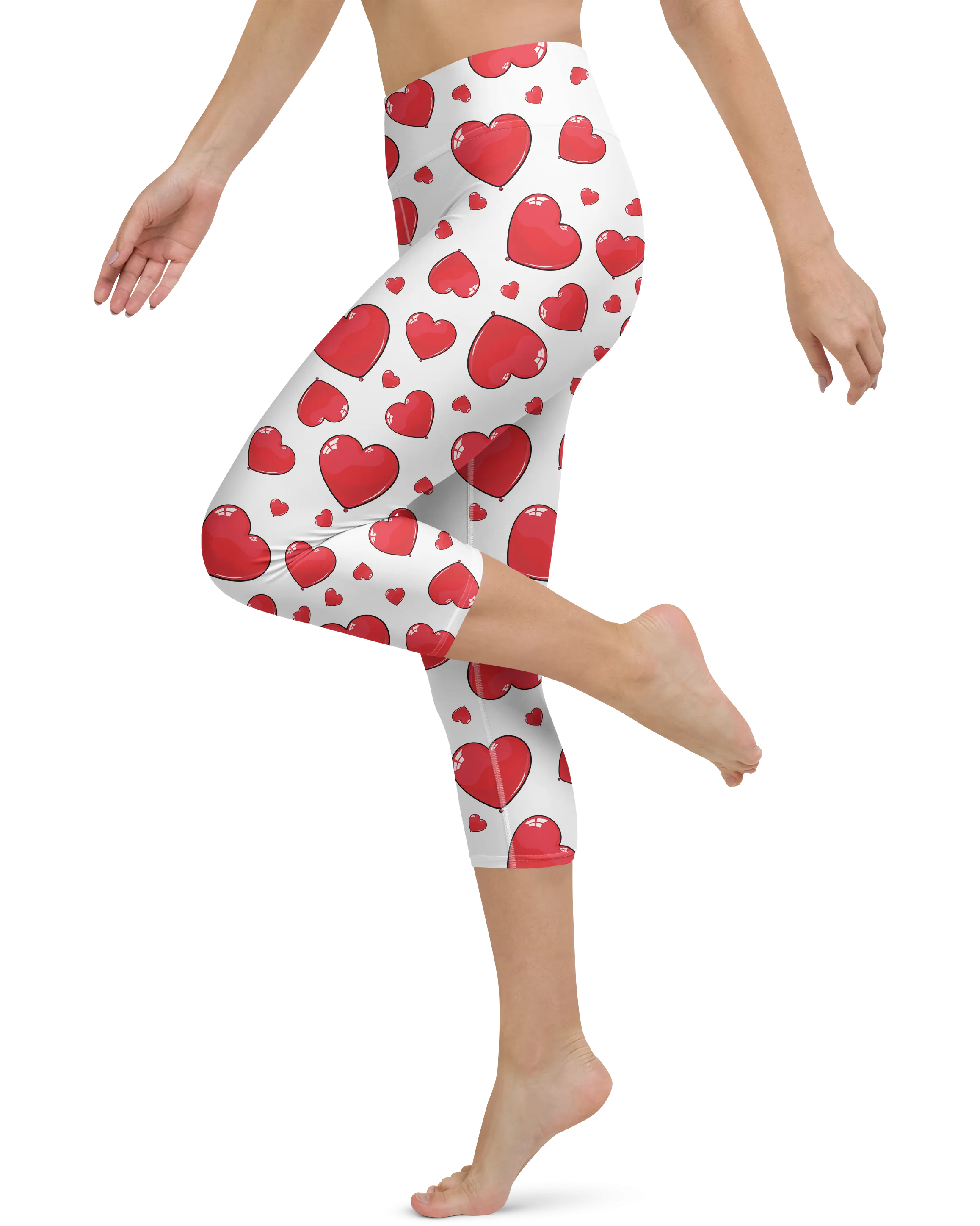 Red Heart Shaped Balloons Yoga Capris