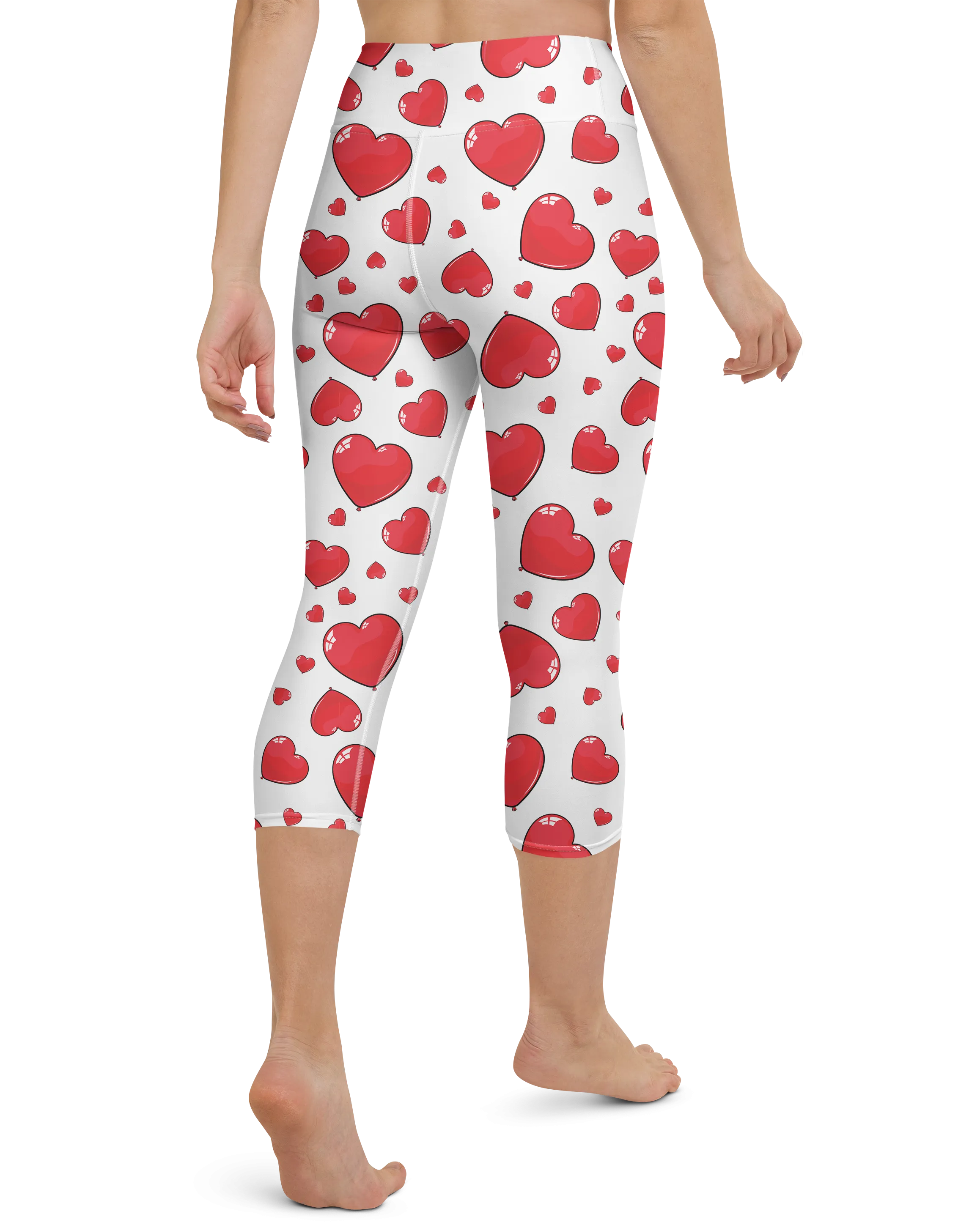 Red Heart Shaped Balloons Yoga Capris