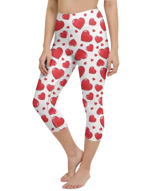 Red Heart Shaped Balloons Yoga Capris