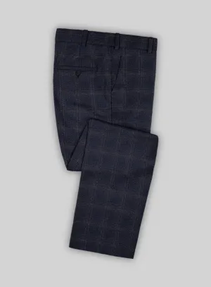 Reda Berato Navy Blue Checks Wool Pants