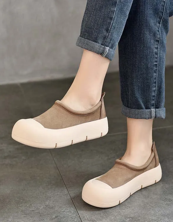 Round Head Comfortable Platform Retro Flat Shoes