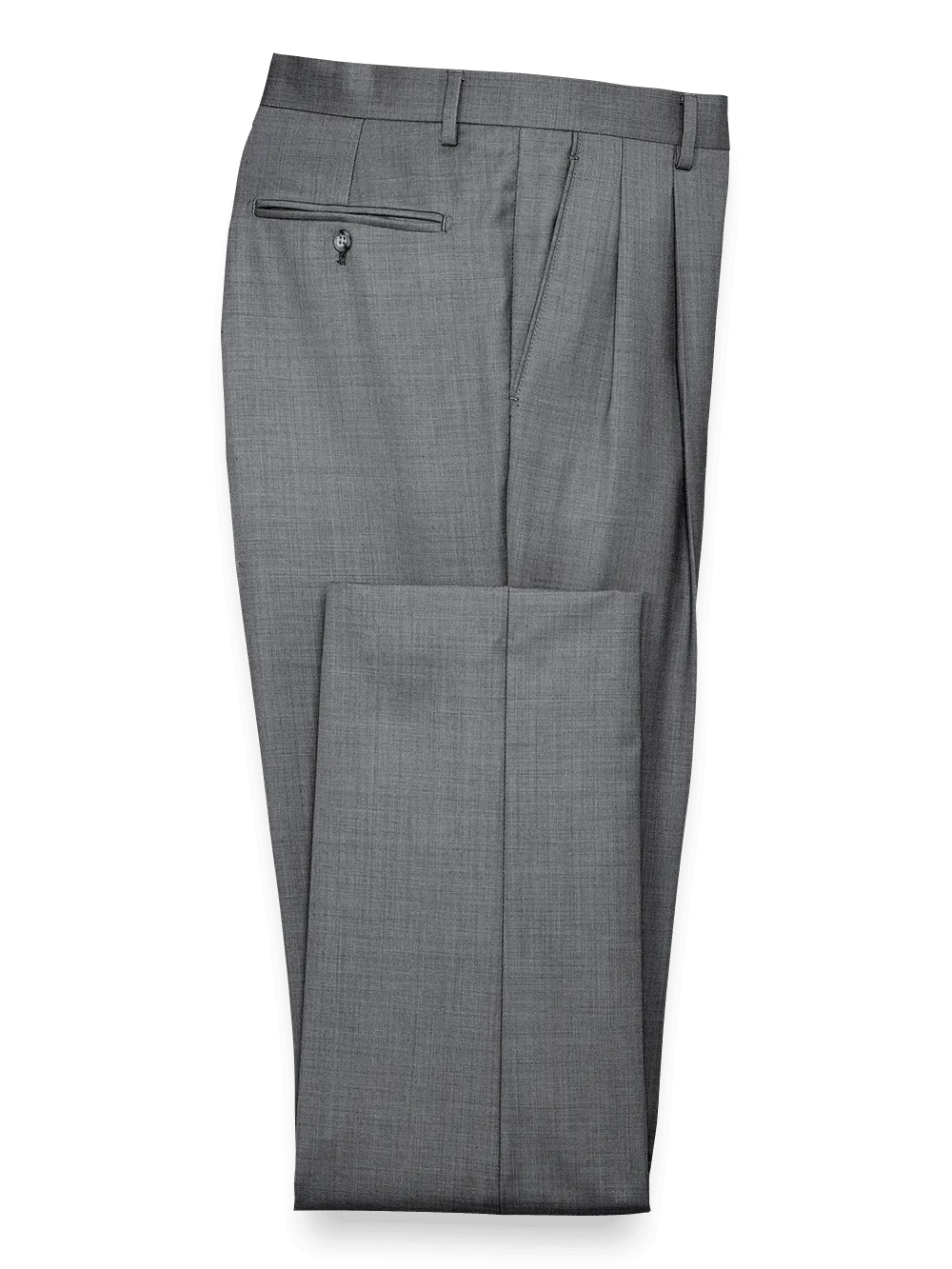 Tailored Fit Sharkskin Pleated Suit Pants - Grey