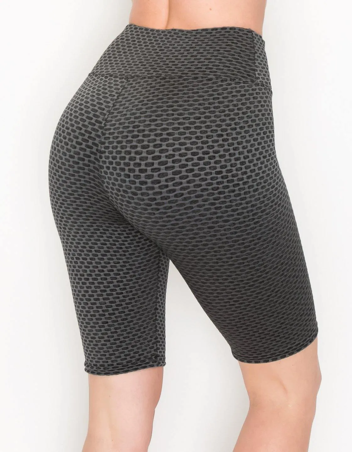 Textured 3D Booty Bike Shorts - High Waist Compression Slimming Butt Lift Biker Shorts