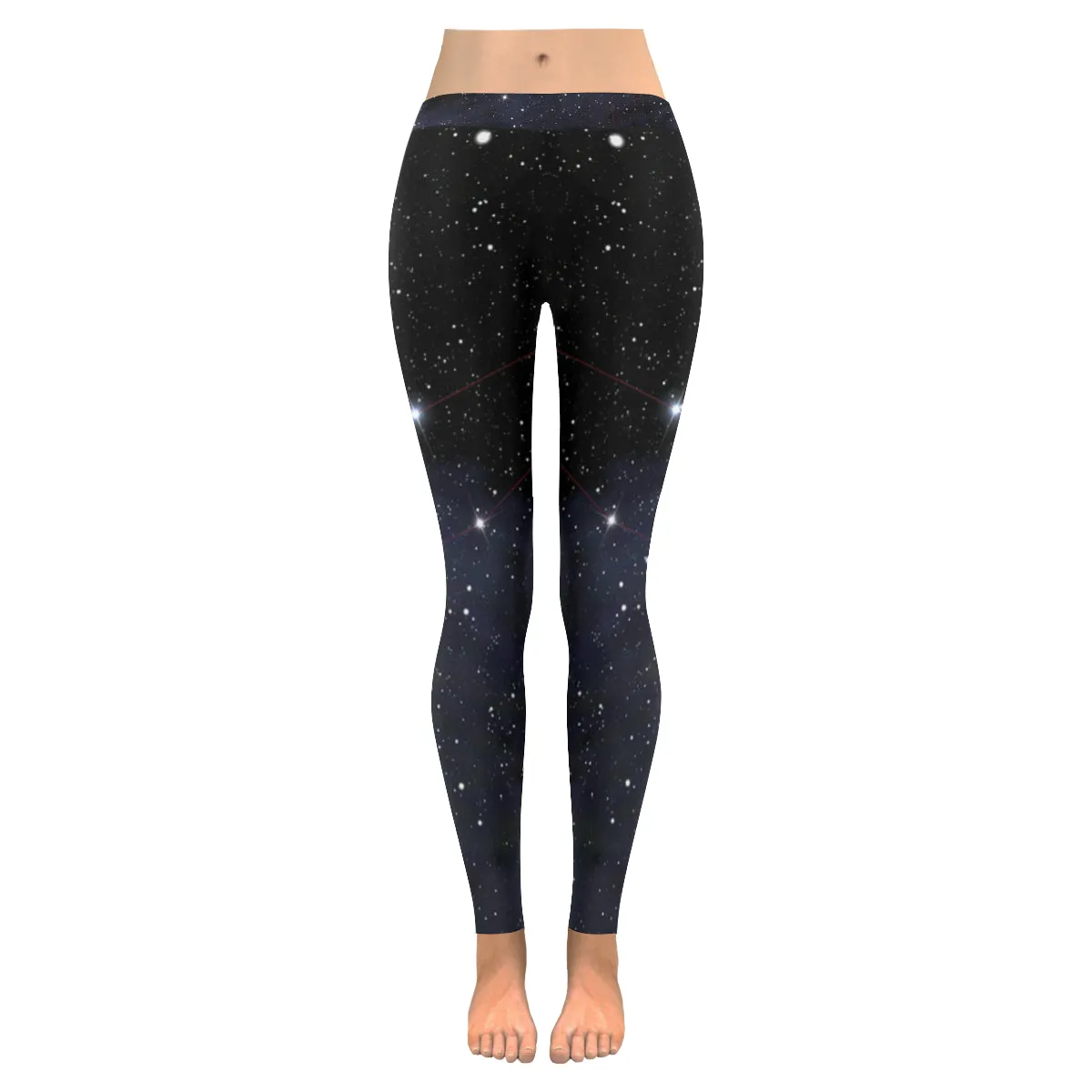 Unicorn constellation in deep space sky Women's Low Rise Leggings (Invisible Stitch)