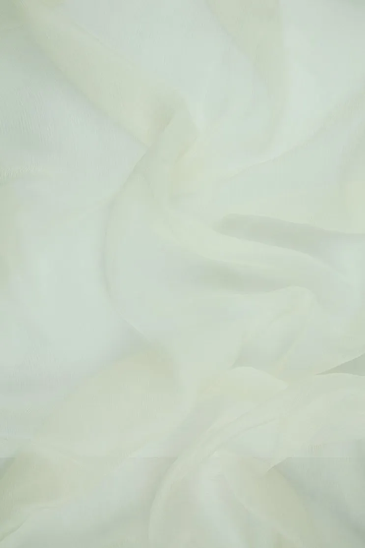 Whisper White Silk Crinkled Chiffon Fabric