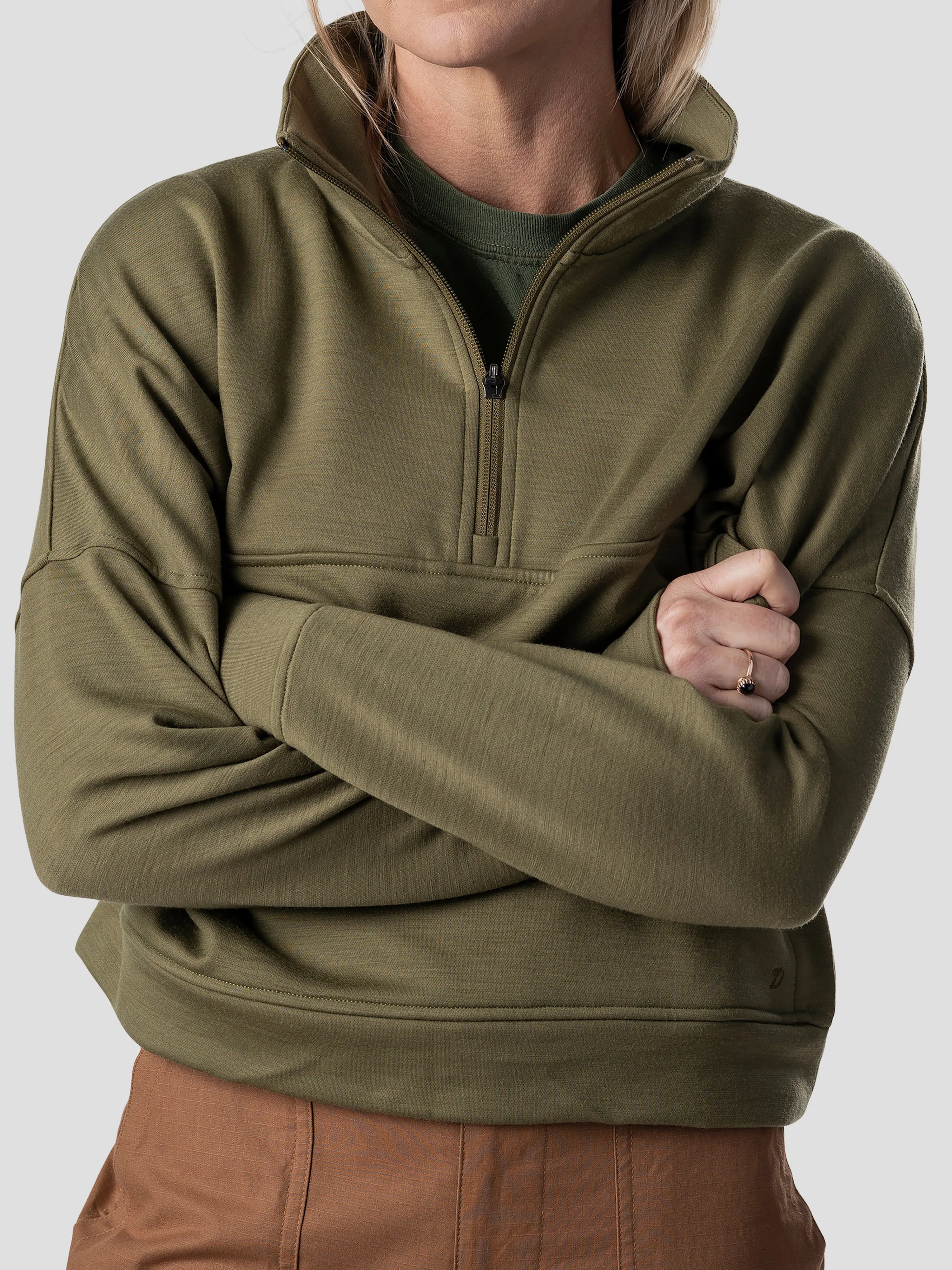 W's Barton Fleece Half Zip - Military Green