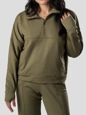 W's Barton Fleece Half Zip - Military Green